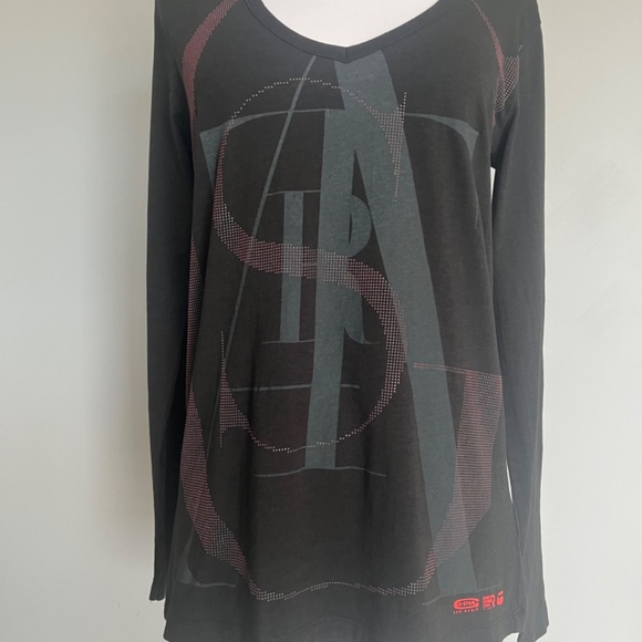 G Star Raw Ruby V T Logo Women's Cotton V-neck Casual Top T-Shirt Large - Picture 2 of 12